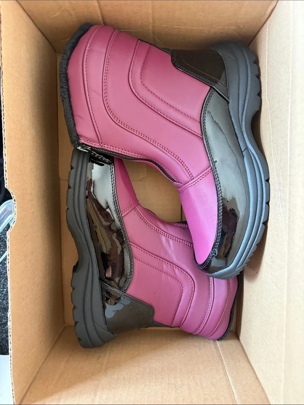 Sorel Women's Berry Pink and Black Winter Slip-On Boots